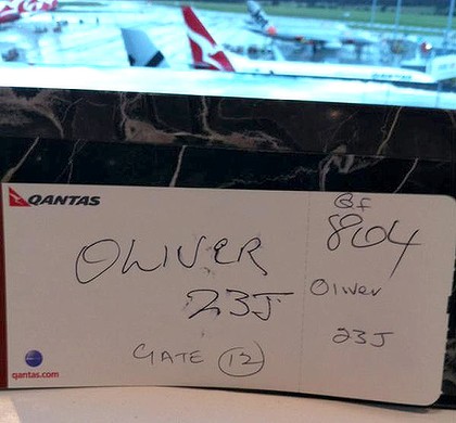 QANTAS hand written boarding pass