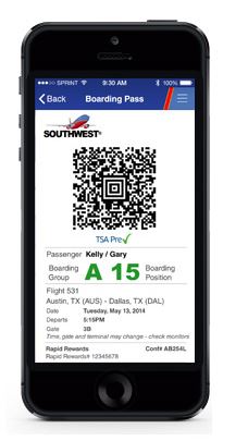 Southwest passengers can now use a mobile boarding pass across the US