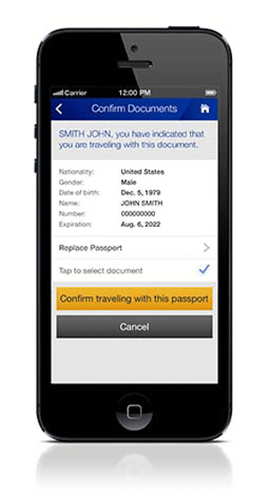 United passport scanning app