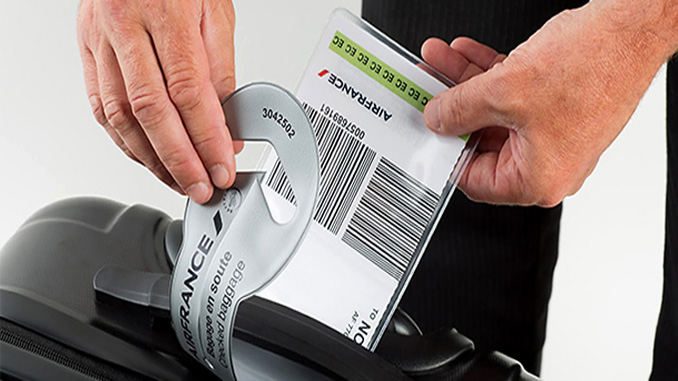 Self print bag tag on Air France