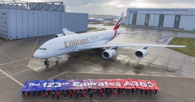 Emirates received its 123rd A380m from Airbus in Hamburg