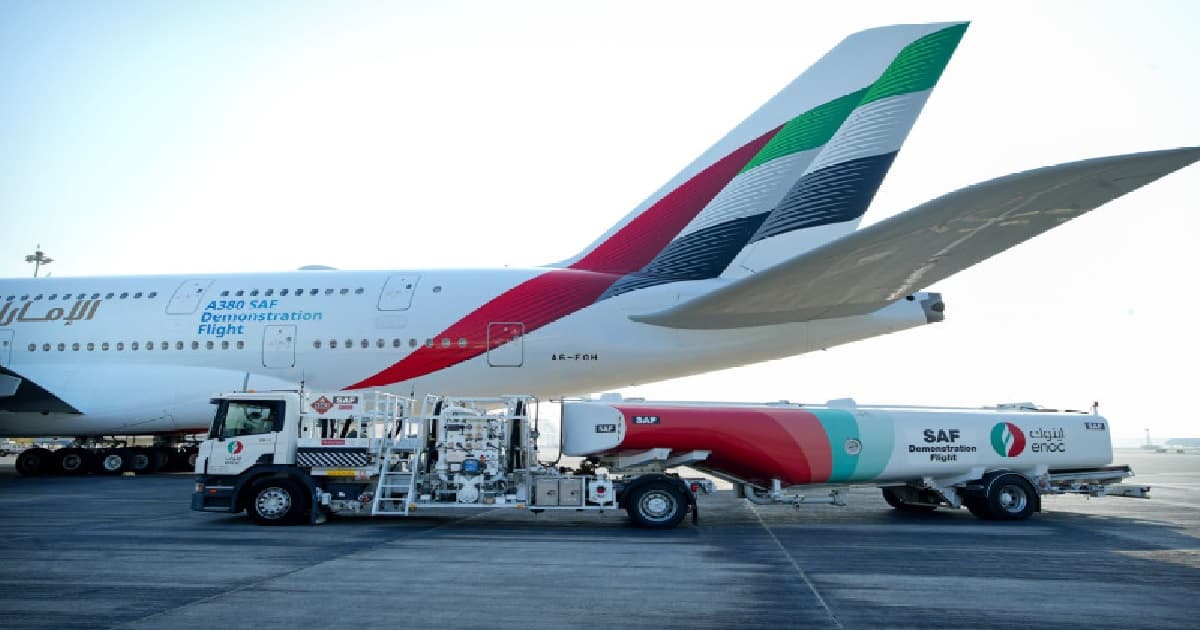 Emirates demo flight of A380m with “100%” SAF