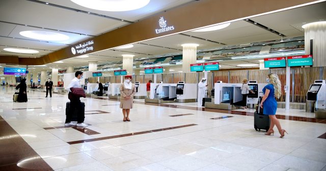 Emirates touchless self check-in kiosks at Dubai