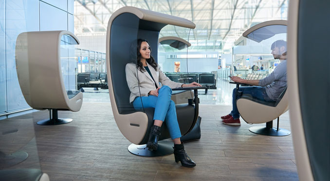 Frankfurt Airport’s “Silent Chairs” offer relaxation for transfer passengers