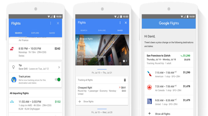 Google adds flights price tracking, Hotel Deals and Tips