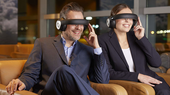 Try new video glasses in Lufthansa's Frankfurt Business Lounge