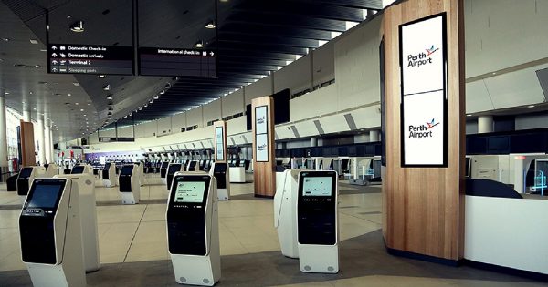 Perth Airport self-service check-in kiosks