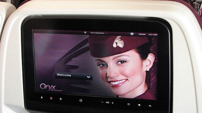 Qatar Airways Oryx entertainment screen