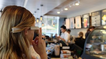 Woman with Aira glasses